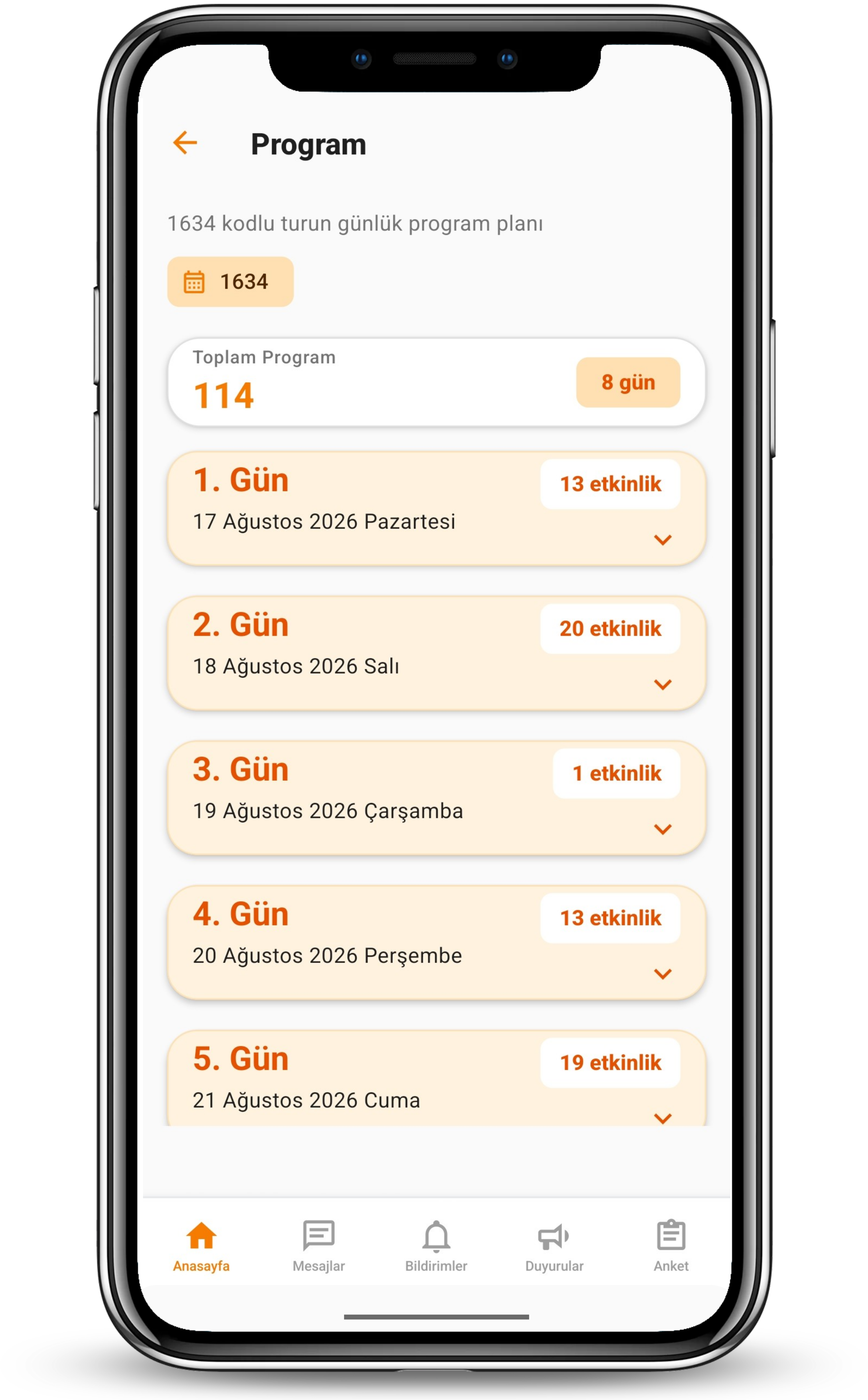 Rehber Mobil günlük program listesi